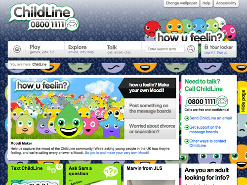 ChildLinewebsite home page
