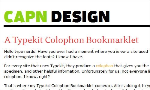 A Typekit Colophon Bookmarklet
