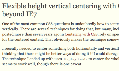 Flexible height vertical centering with CSS, beyond IE7