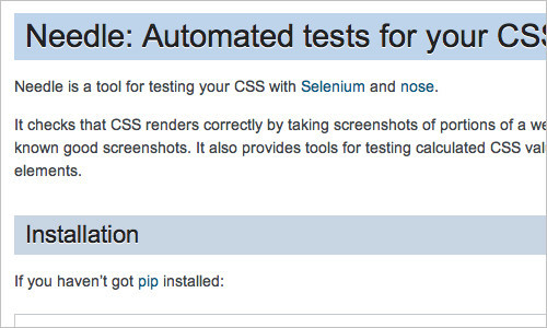 Needle: Automated tests for your CSS — Needle v0.1a1 documentation