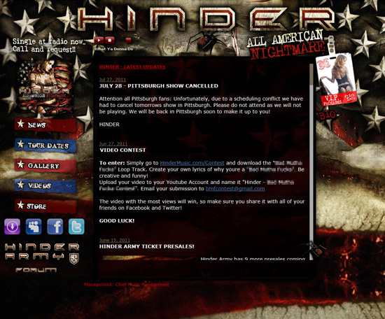 Hinder’s Website
